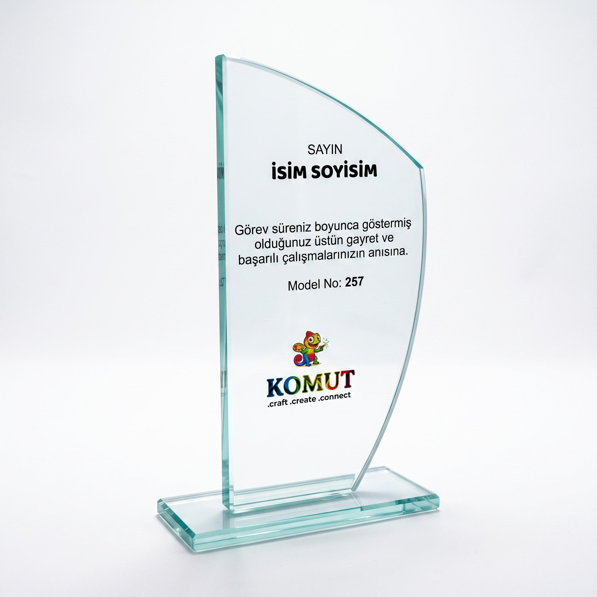 Kanat Formlu Kavisli Kristal Plaket – Model 257