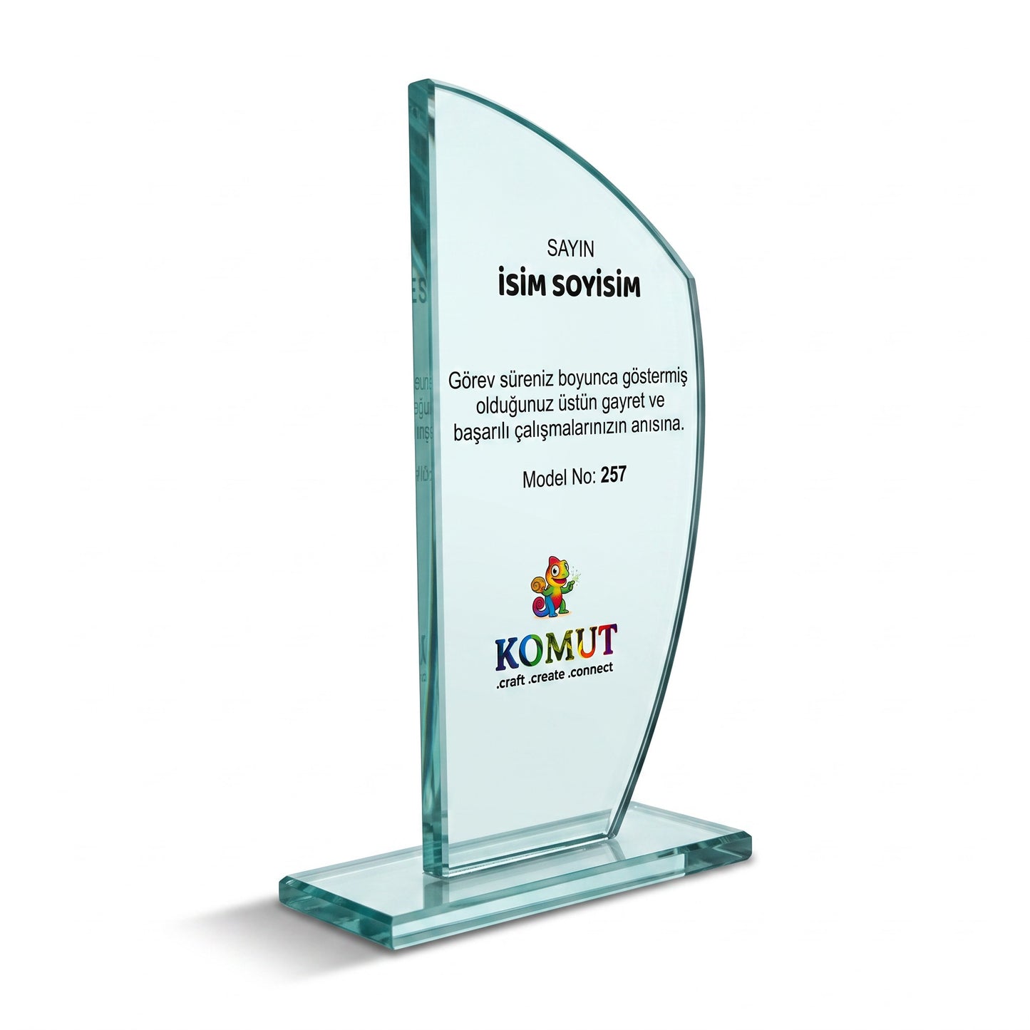 Kanat Formlu Kavisli Kristal Plaket – Model 257