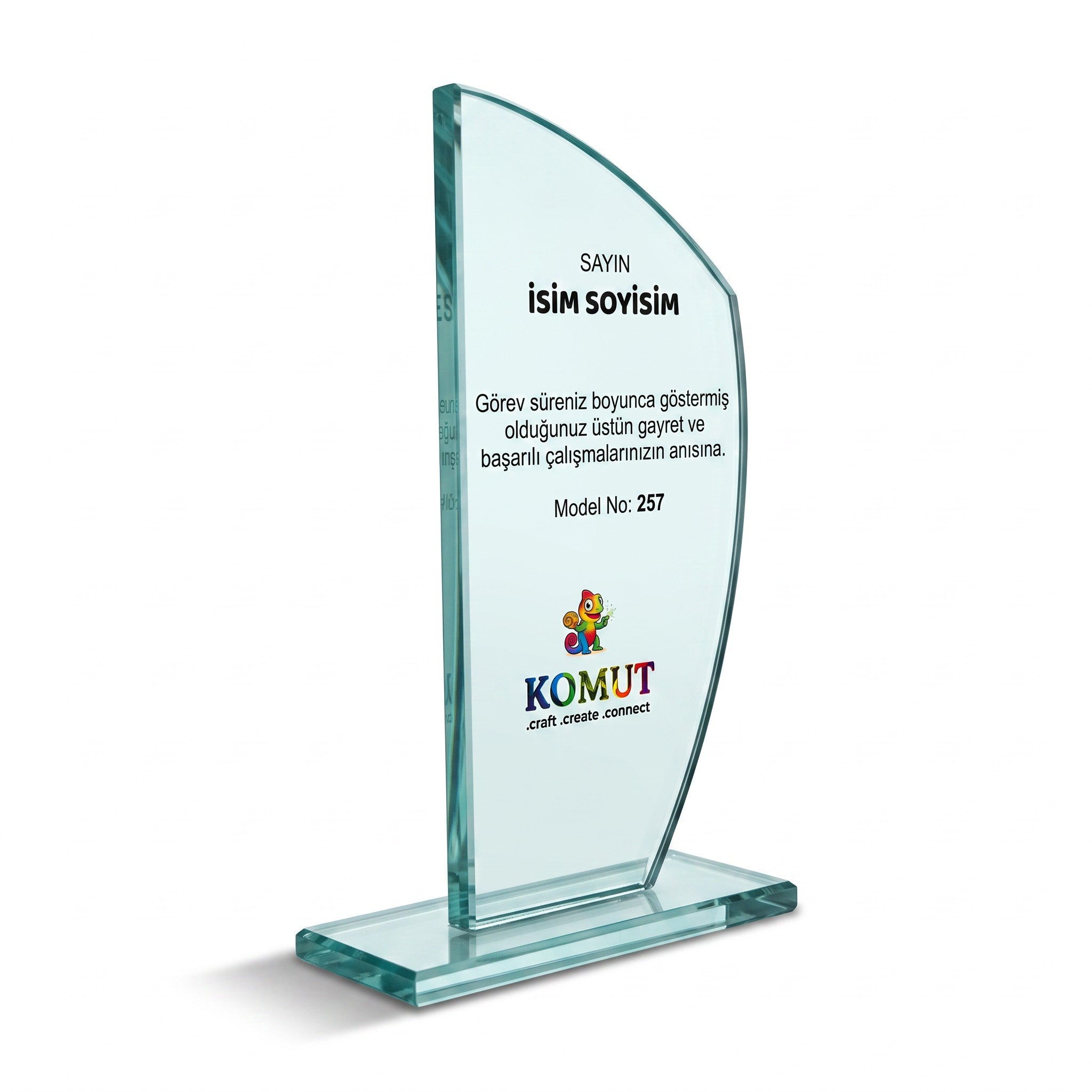 Kanat Formlu Kavisli Kristal Plaket – Model 257