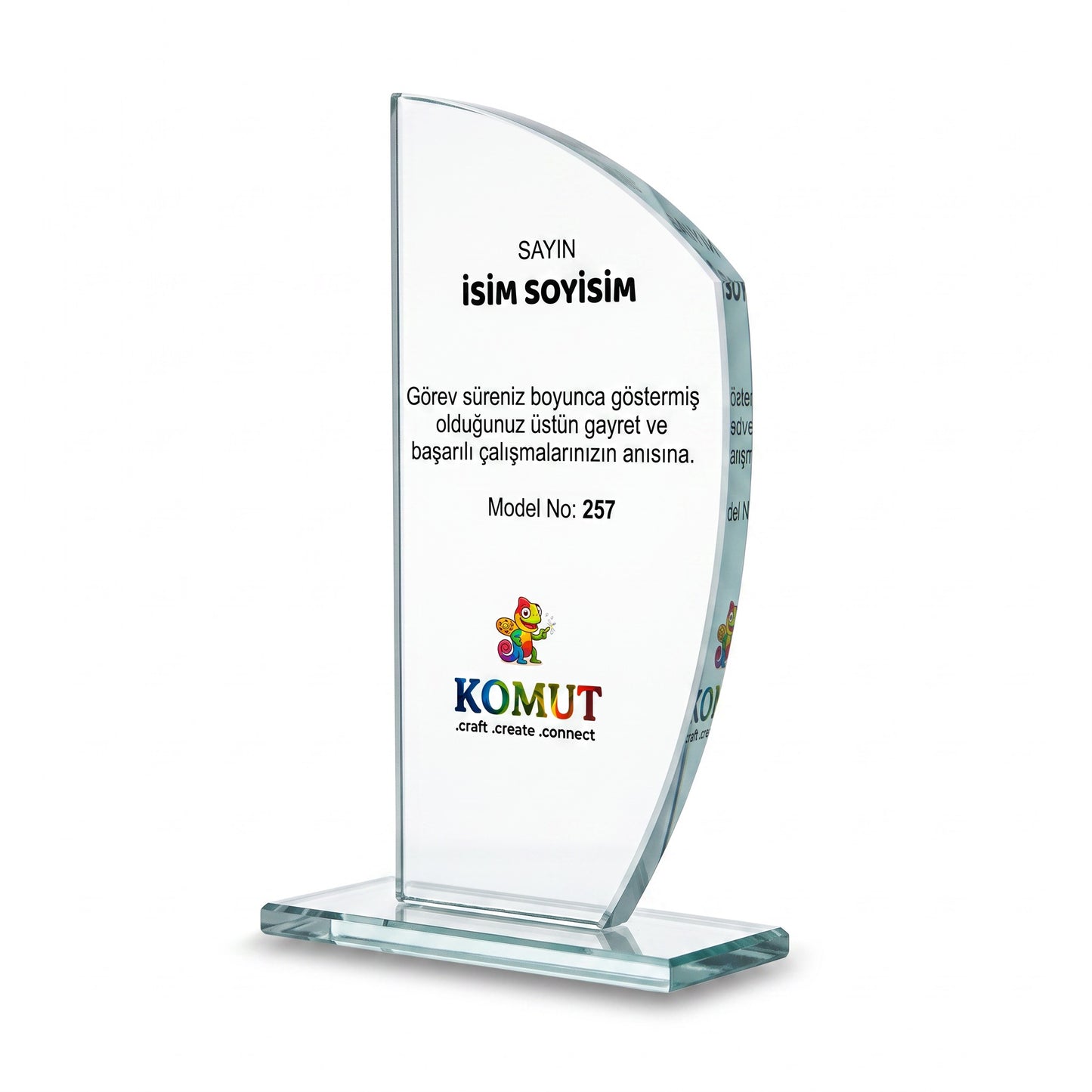 Kanat Formlu Kavisli Kristal Plaket – Model 257