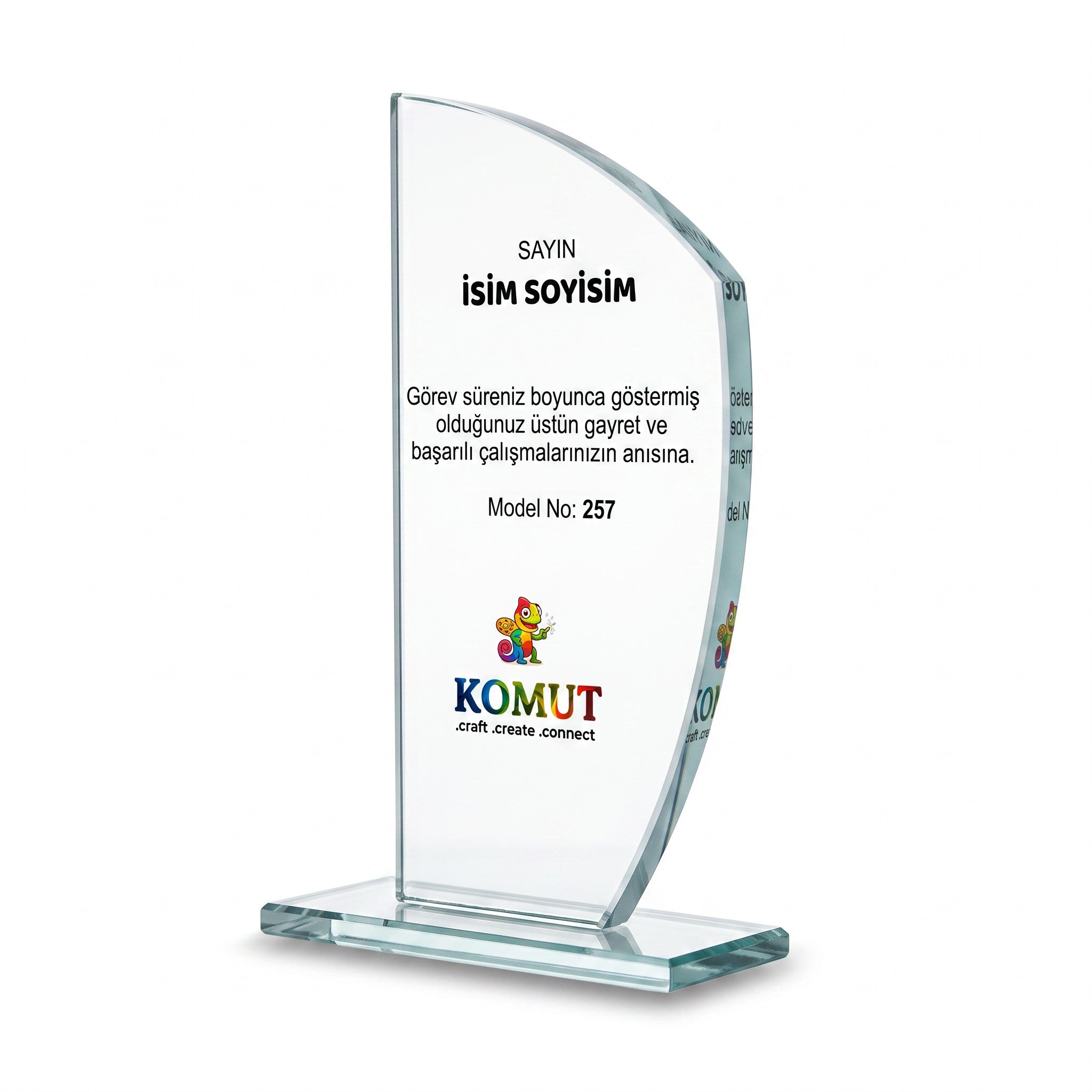 Kanat Formlu Kavisli Kristal Plaket – Model 257