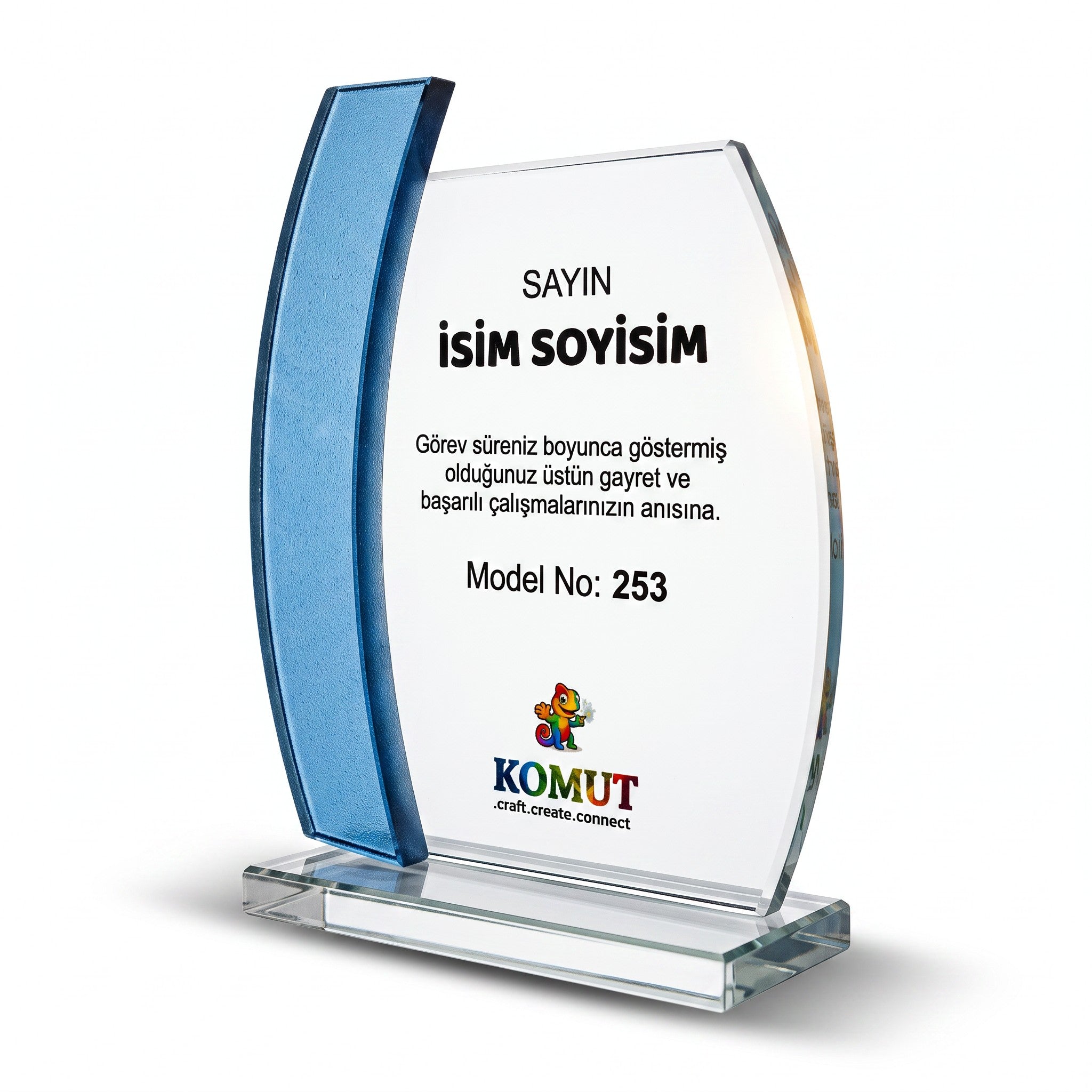 Kavisli Şerit Detaylı Çift Katman Kristal Plaket – Model 253