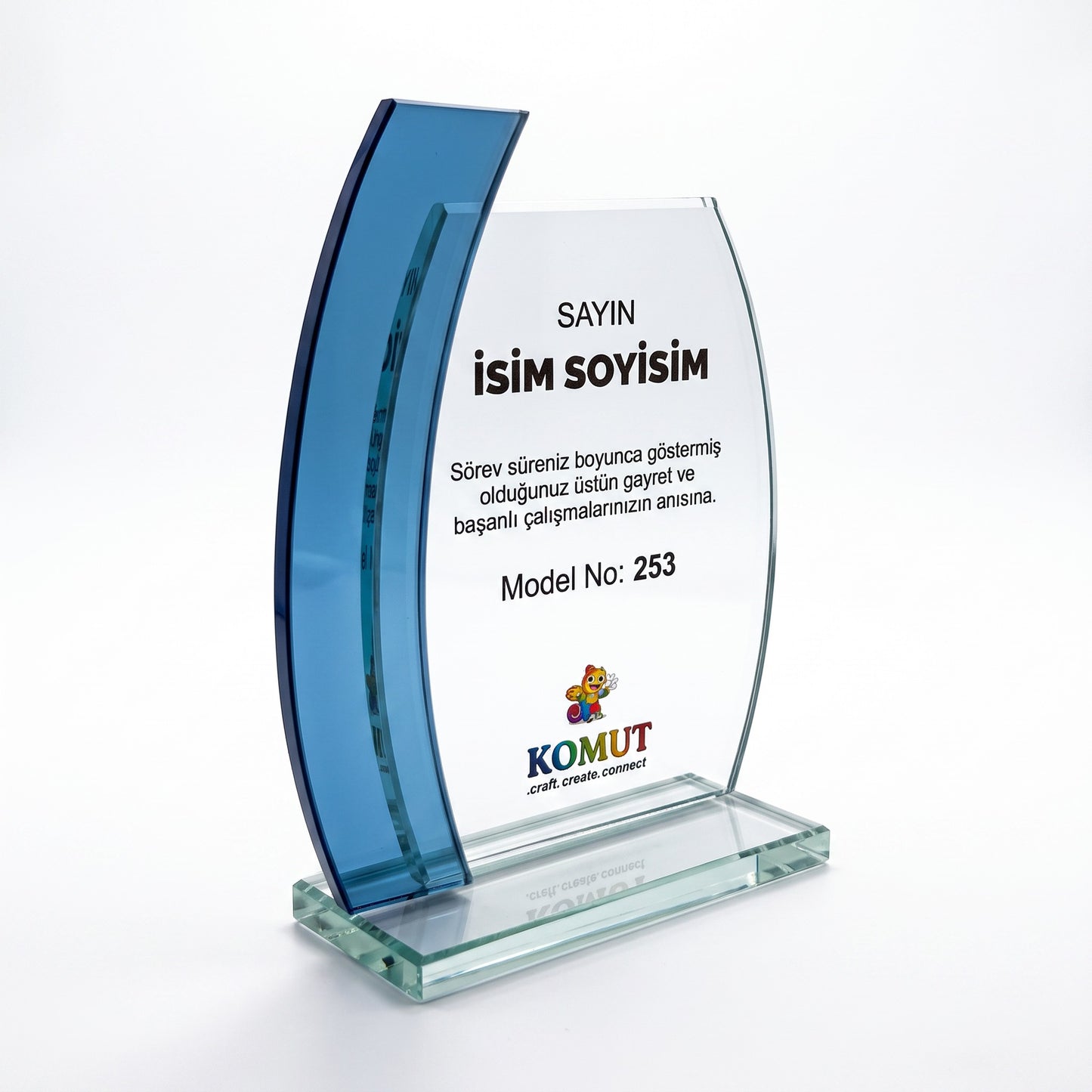 Kavisli Şerit Detaylı Çift Katman Kristal Plaket – Model 253