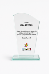 Kavisli Kesim Cam Plaket UV Baskılı Modern Başarı Ödülü
