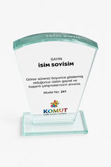 Kavisli Kesim Cam Plaket UV Baskılı Modern Başarı Ödülü