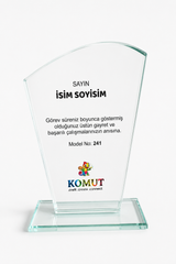 Kavisli Kesim Cam Plaket UV Baskılı Modern Başarı Ödülü