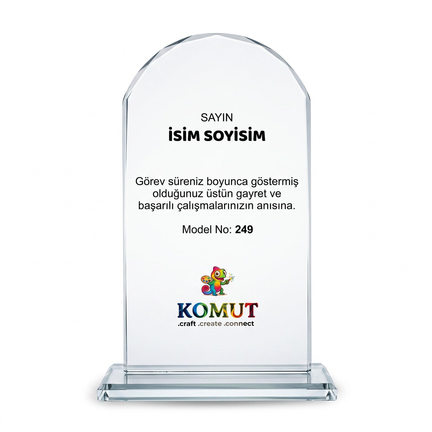 Kemer Formlu Fasetli Kristal Plaket – Model 249