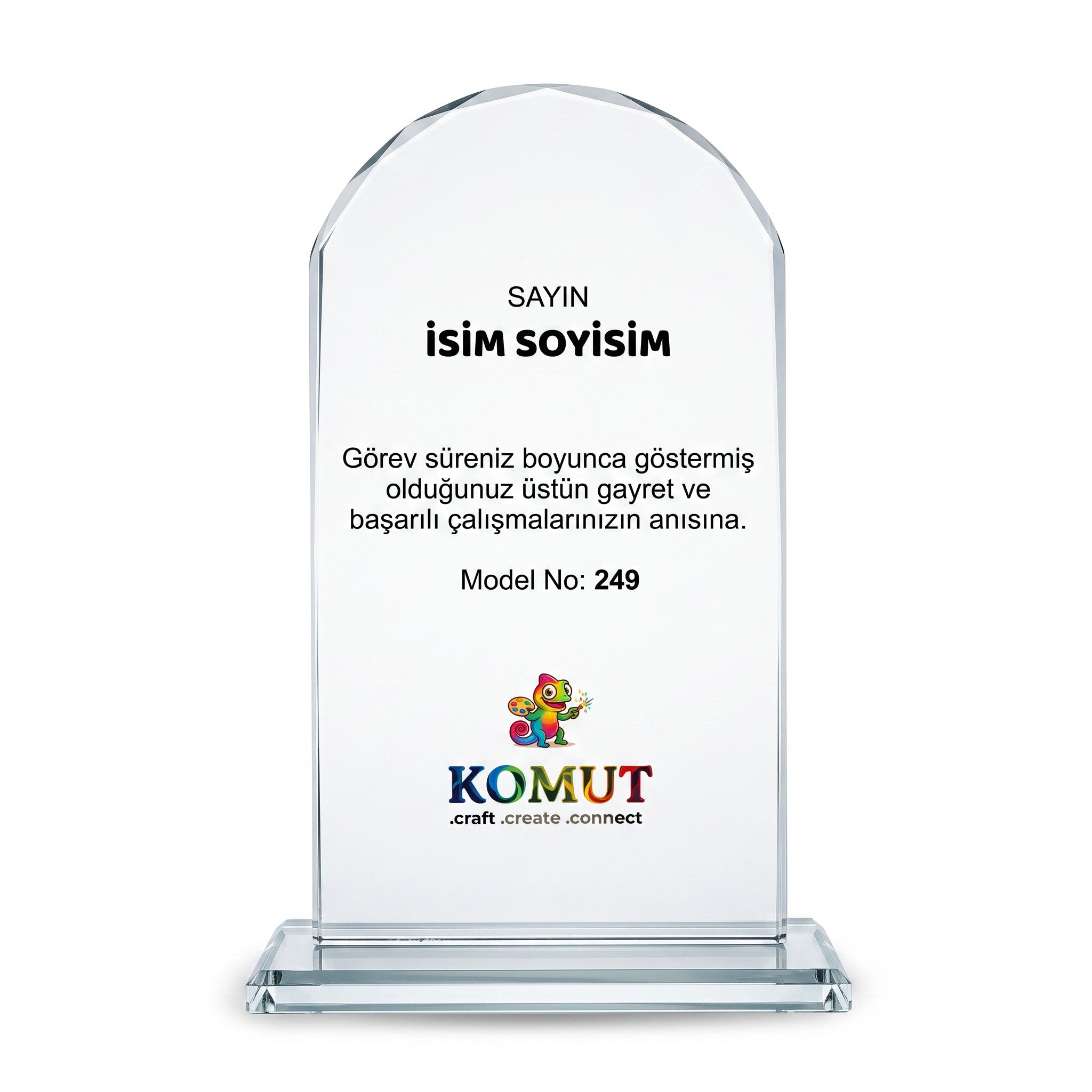 Kemer Formlu Fasetli Kristal Plaket – Model 249