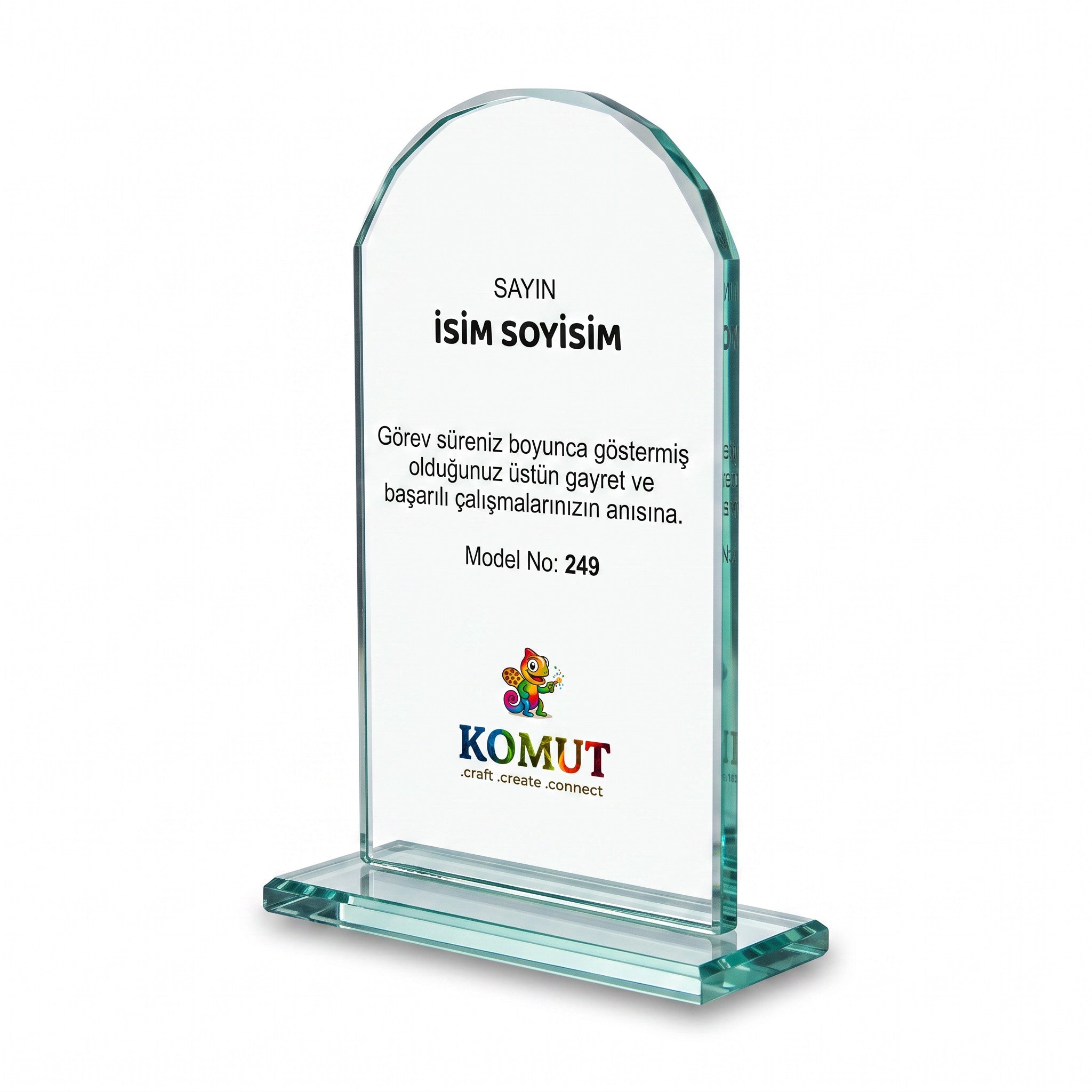 Kemer Formlu Fasetli Kristal Plaket – Model 249