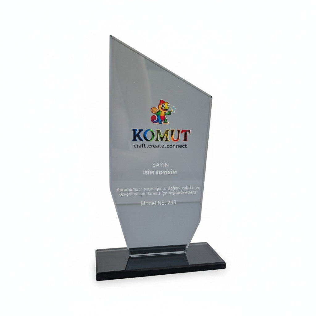 Keskin Geometrik Kesim Kristal Plaket Model 233
