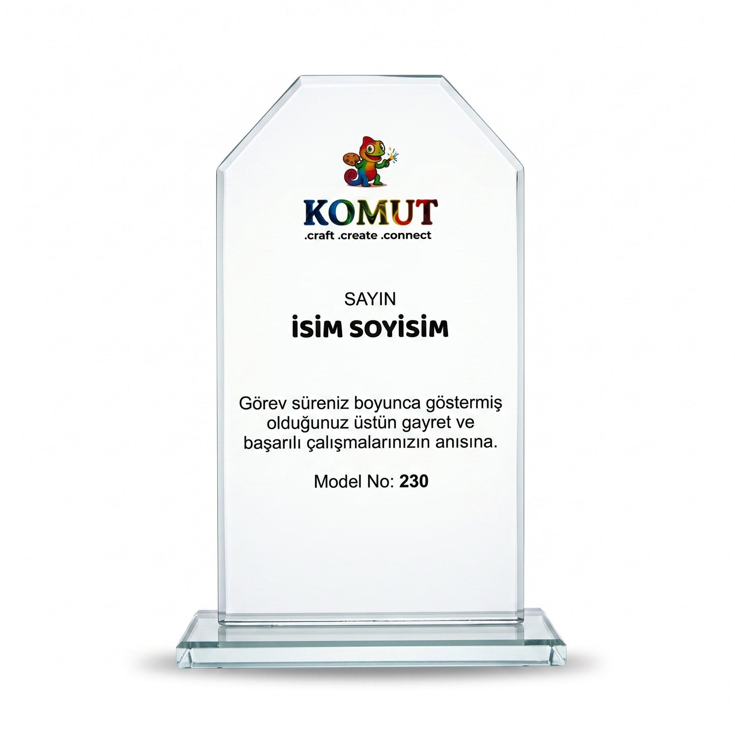 Kırık Köşeli Kişiye Özel Kristal Plaket – Model 230