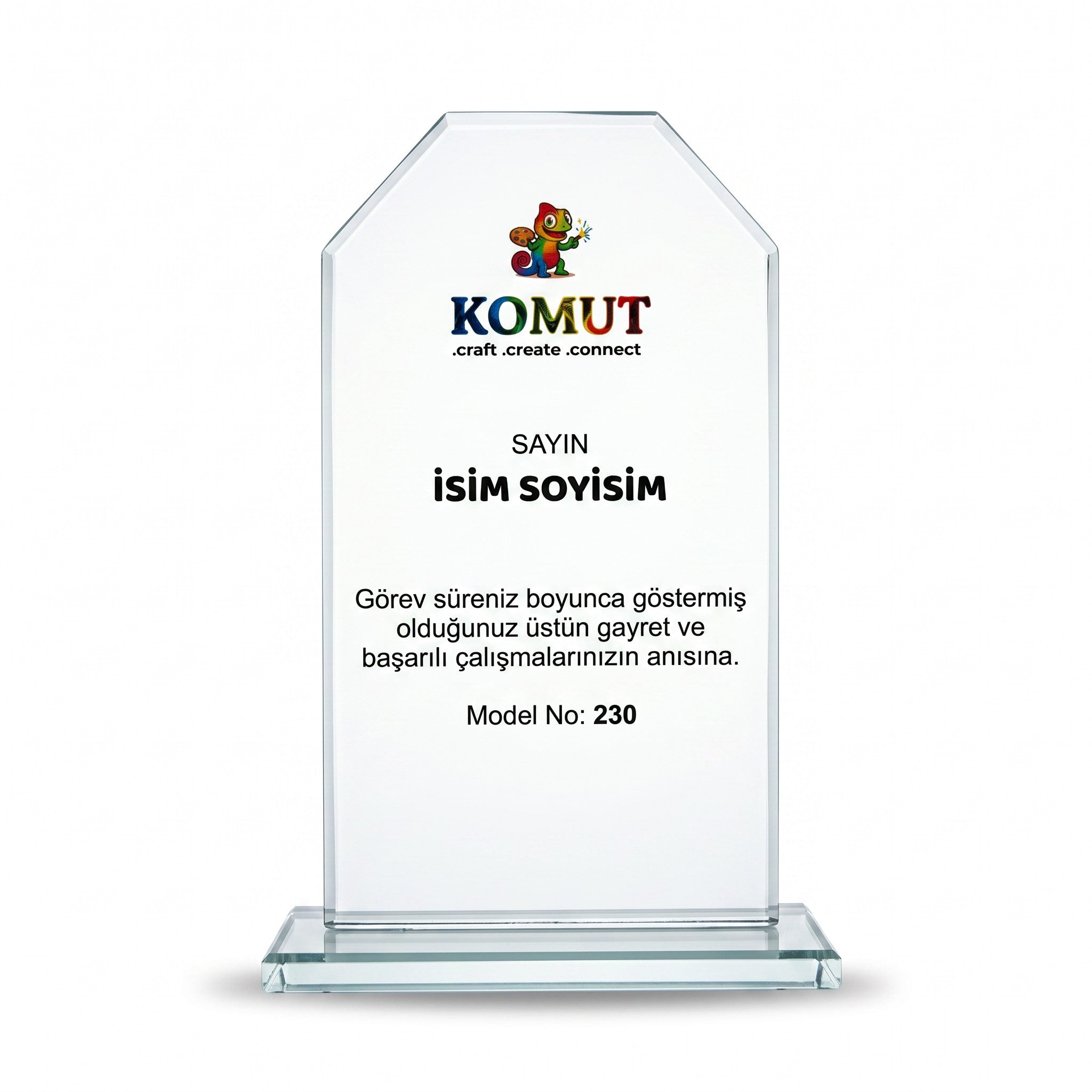 Kırık Köşeli Kişiye Özel Kristal Plaket – Model 230