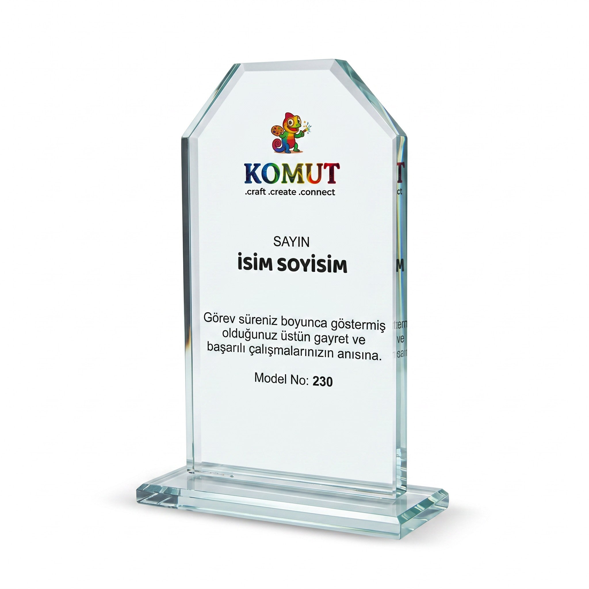 Kırık Köşeli Kişiye Özel Kristal Plaket – Model 230