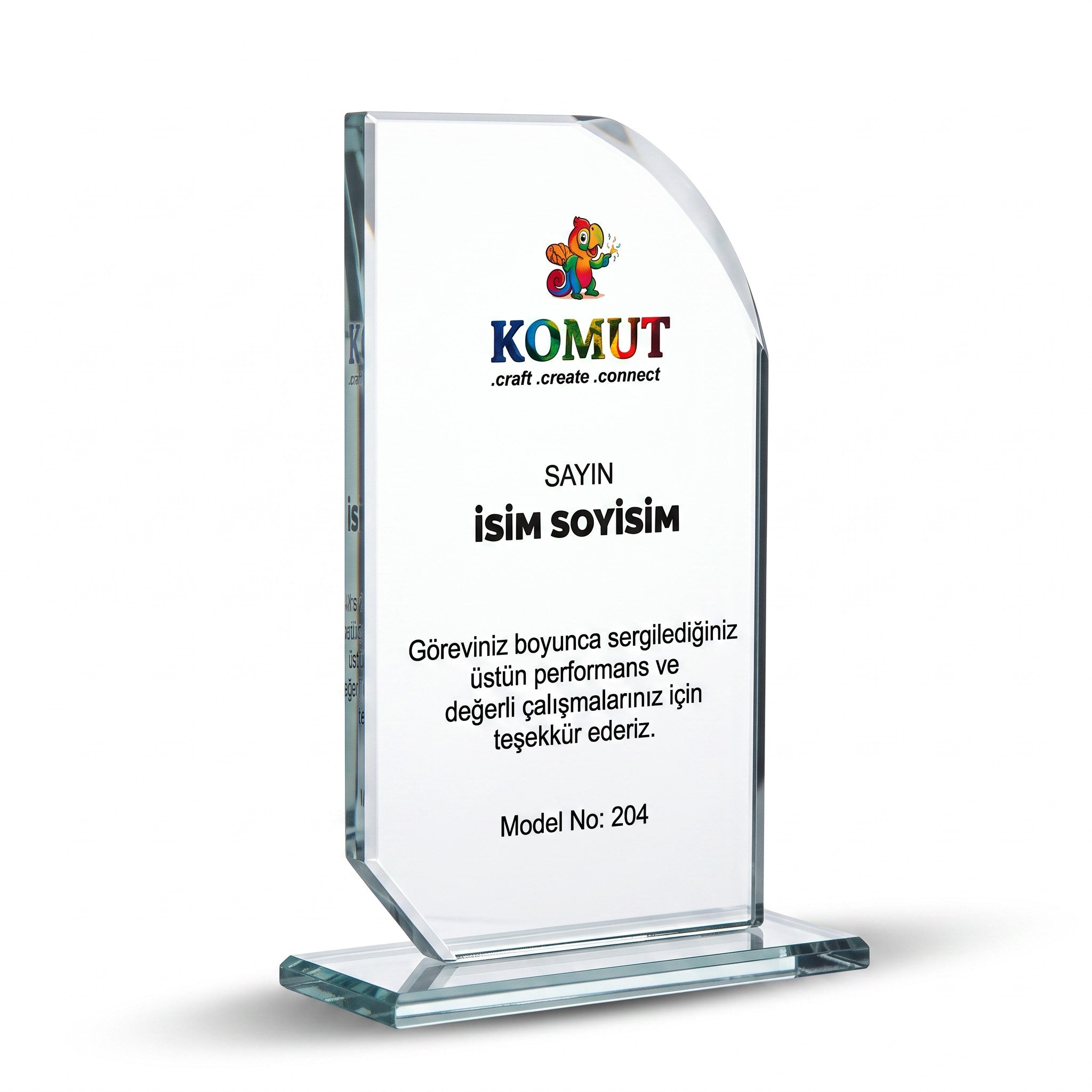 Kişiye Özel Akış Hatlı Çapraz Köşe Kristal Plaket – Model 204