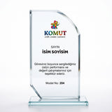 Kişiye Özel Akış Hatlı Çapraz Köşe Kristal Plaket – Model 204