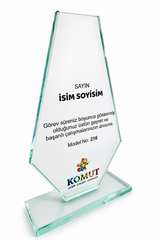 Kişiye Özel Cam Plaket 11x20 cm | Kristal Ödül ve Teşekkür Plaketi
