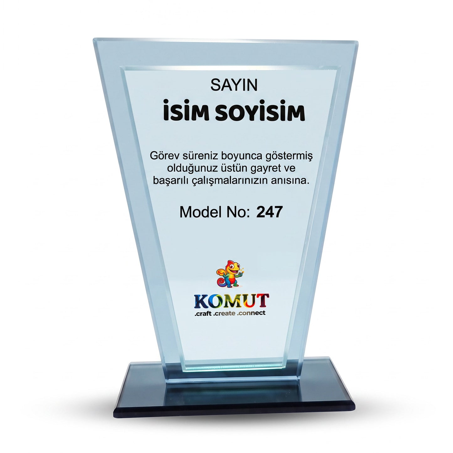 Kişiye Özel Çift Çerçeveli Ters Trapez Kristal Plaket – Model 247