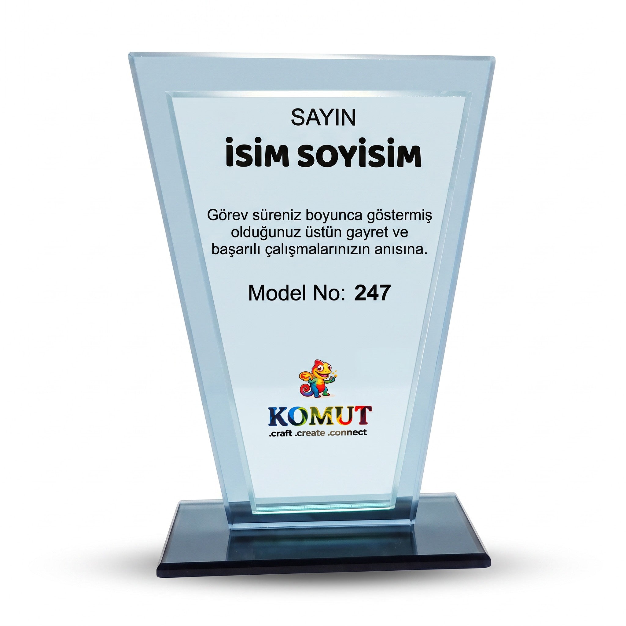 Kişiye Özel Çift Çerçeveli Ters Trapez Kristal Plaket – Model 247