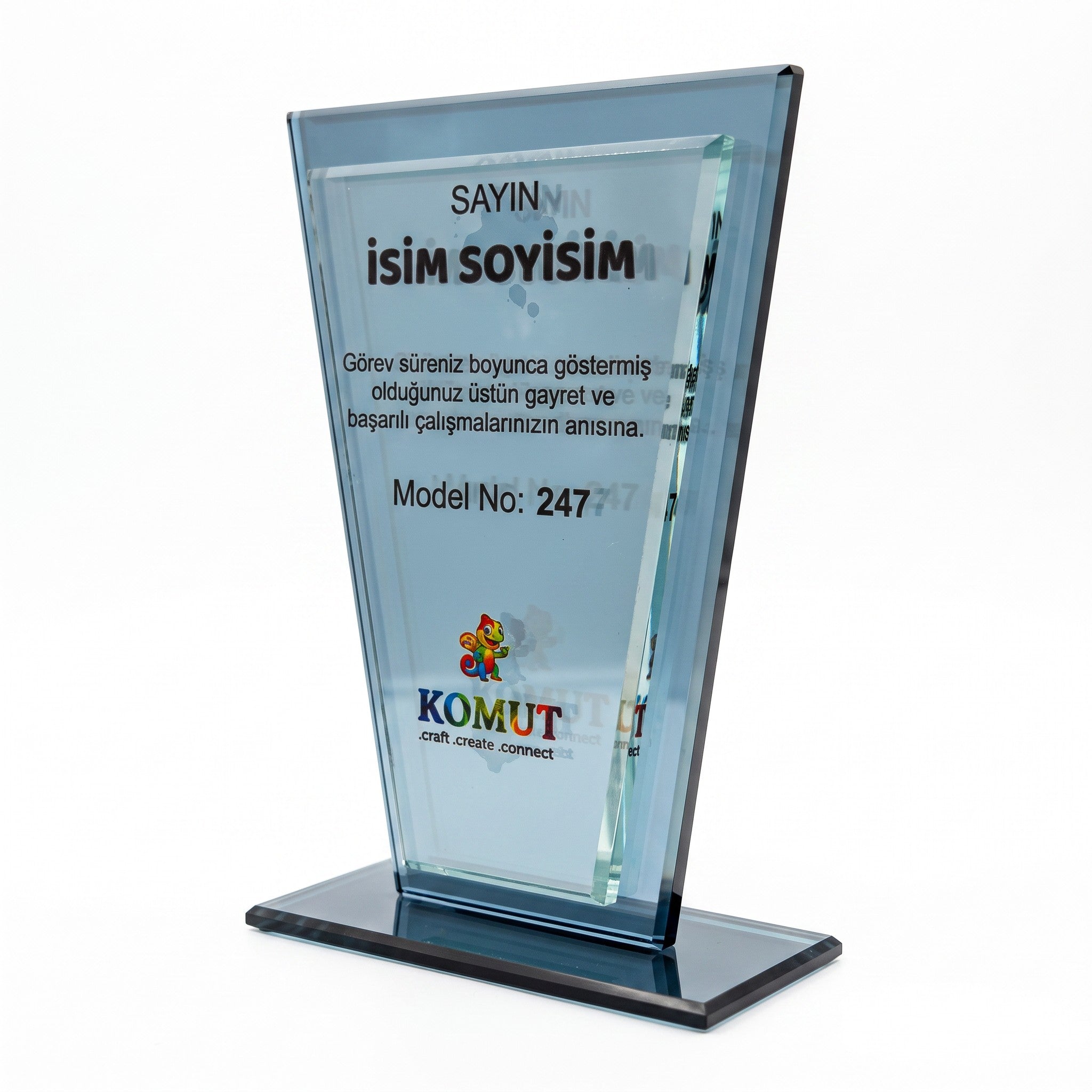 Kişiye Özel Çift Çerçeveli Ters Trapez Kristal Plaket – Model 247