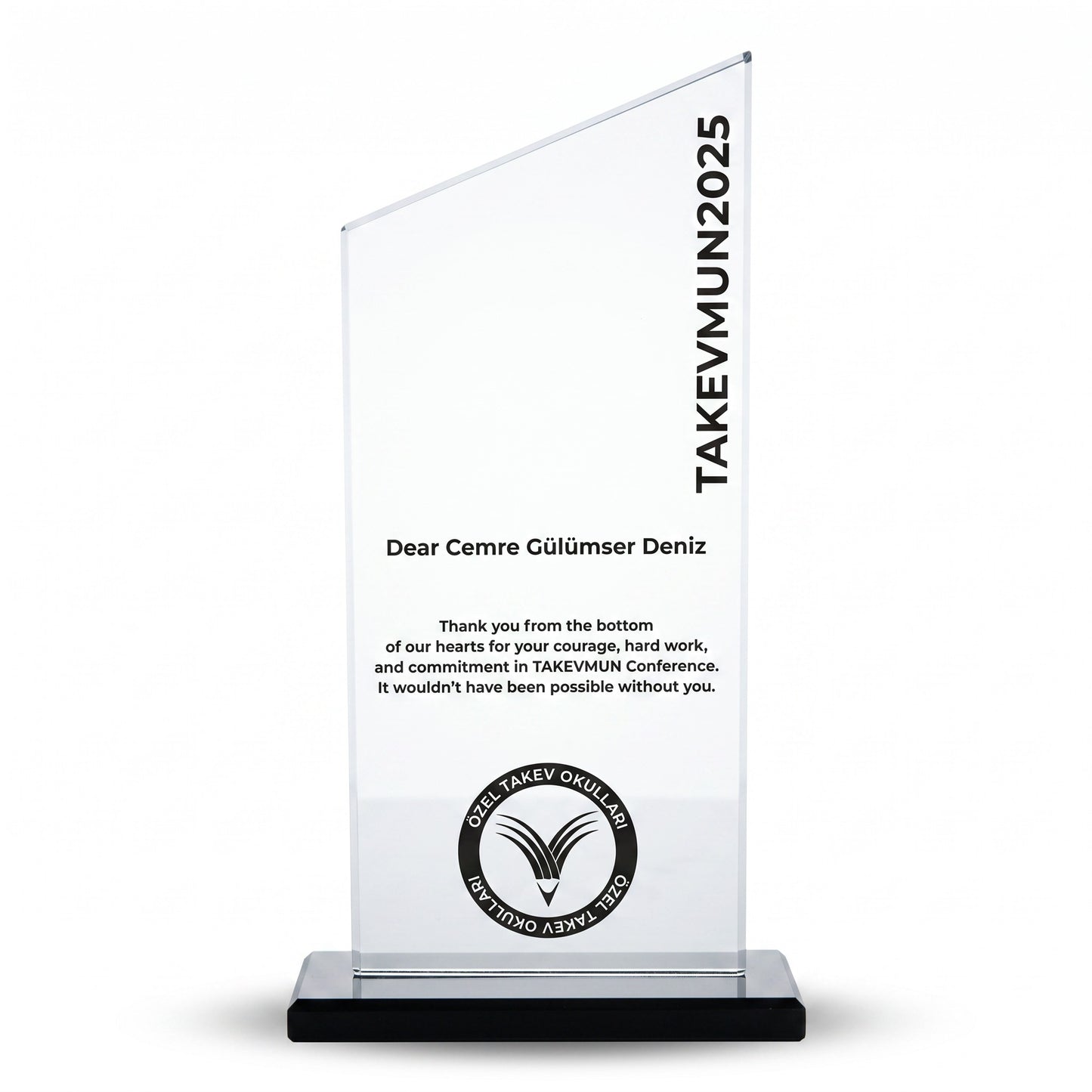 Kişiye Özel Konferans Zirvesi 24 cm Kristal Plaket – Model 021
