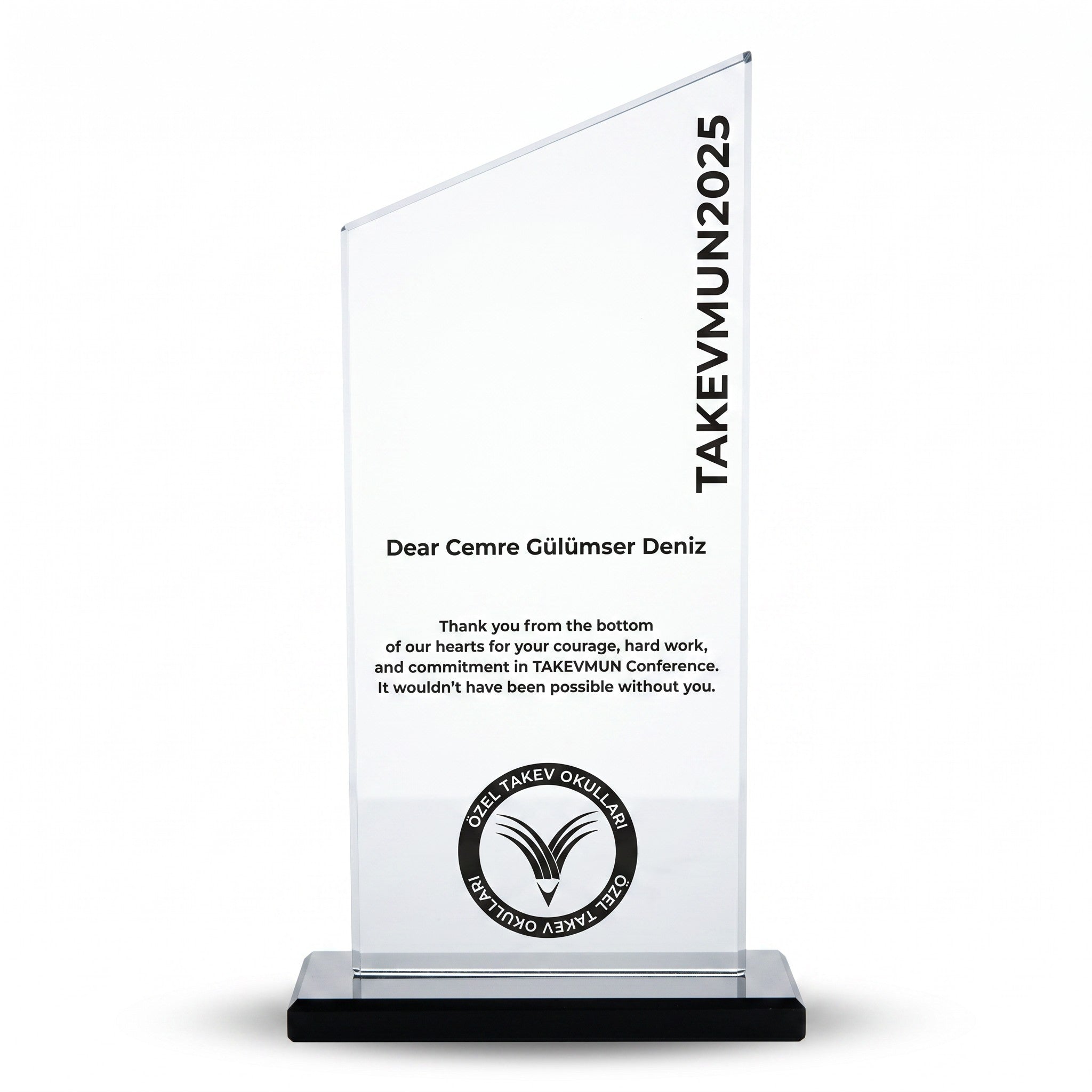Kişiye Özel Konferans Zirvesi 24 cm Kristal Plaket – Model 021