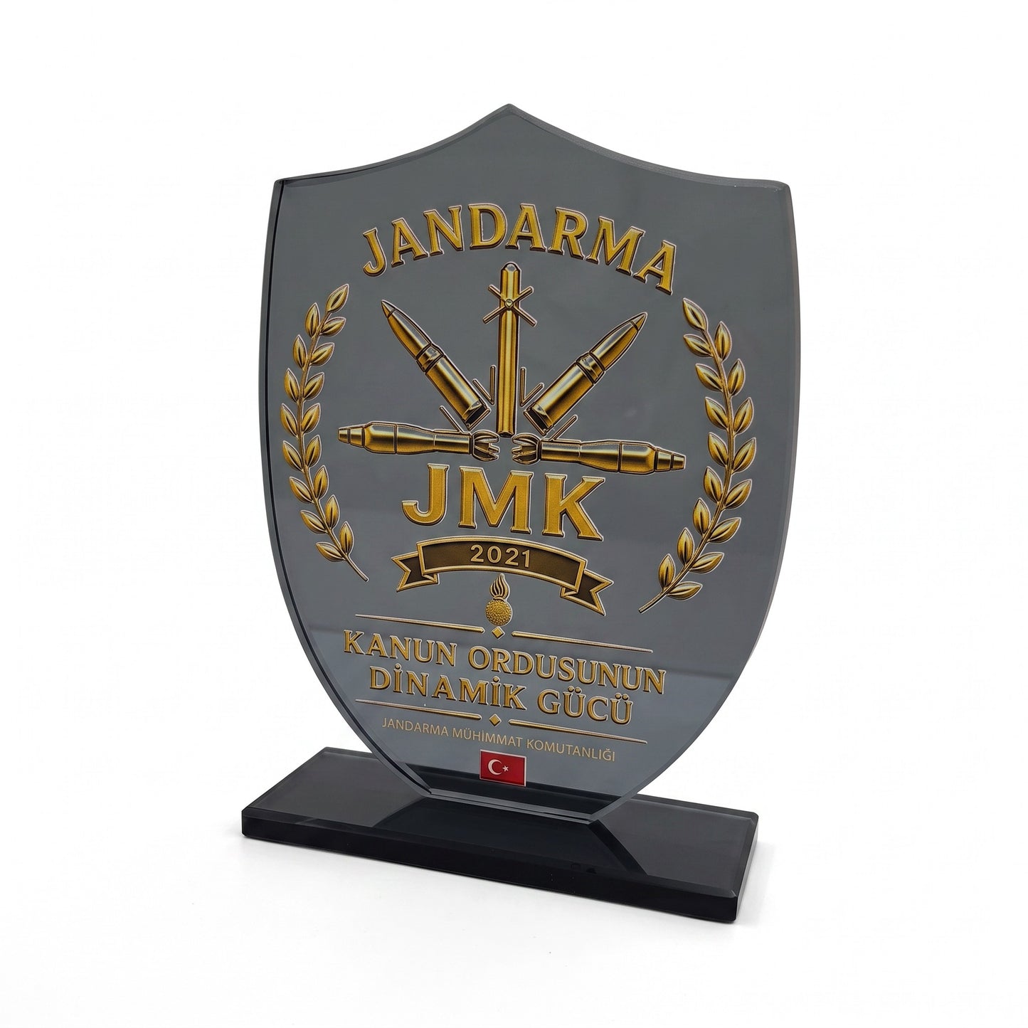 Kişiye Özel Kurumsal Arma Formlu Kristal Plaket – Model 018