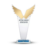 Kişiye Özel Zafer Kanatlı 26 cm Kristal Plaket – Model 022