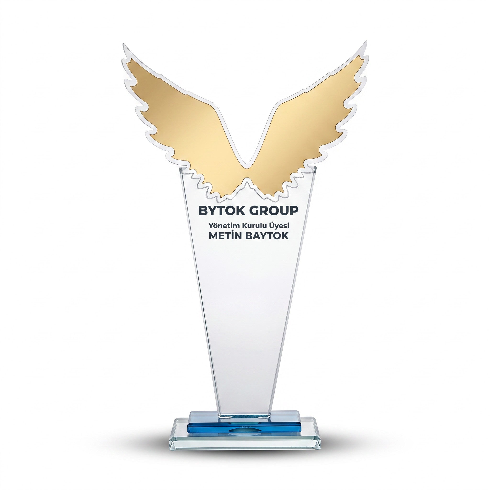 Kişiye Özel Zafer Kanatlı 26 cm Kristal Plaket – Model 022