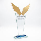 Kişiye Özel Zafer Kanatlı 26 cm Kristal Plaket – Model 022