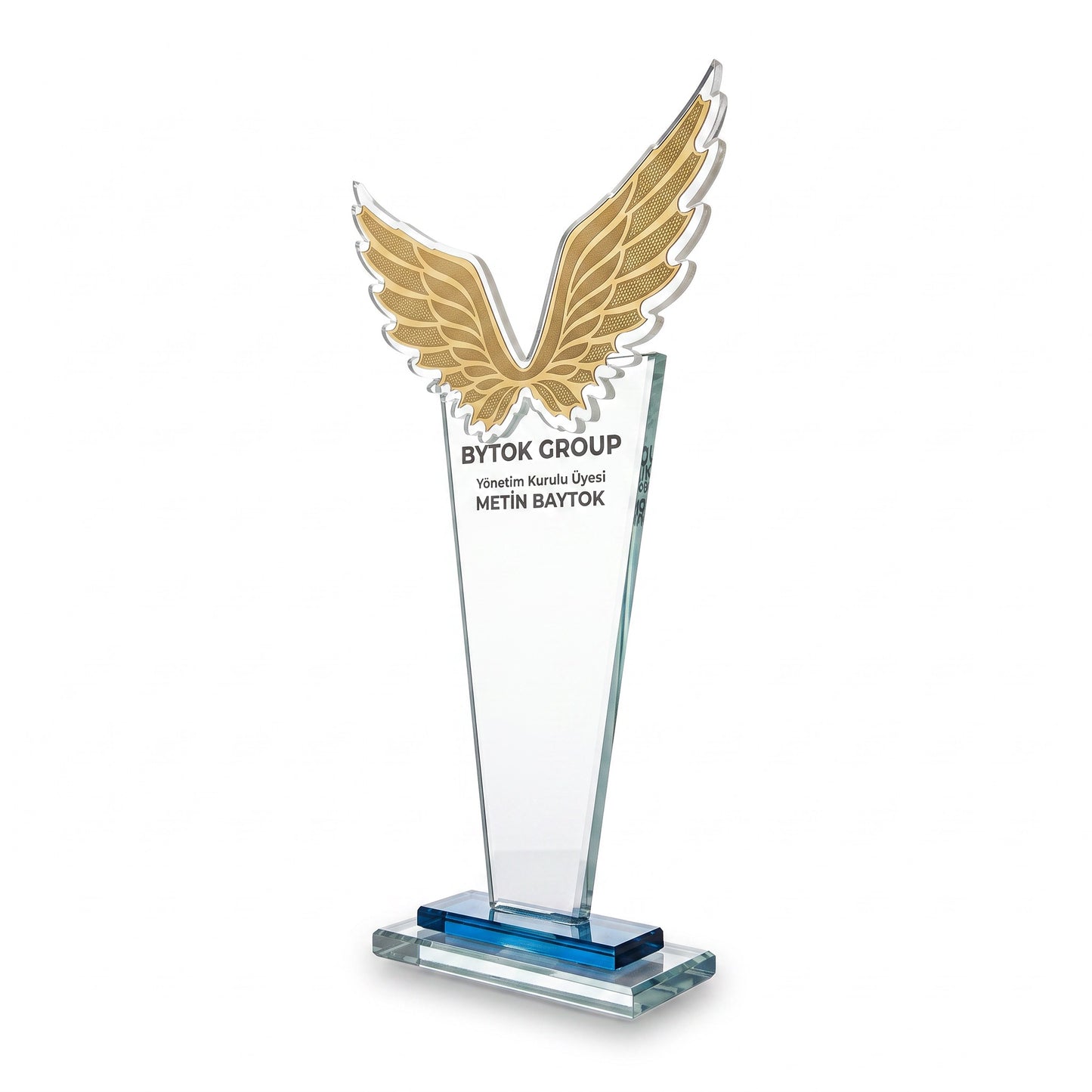 Kişiye Özel Zafer Kanatlı 26 cm Kristal Plaket – Model 022