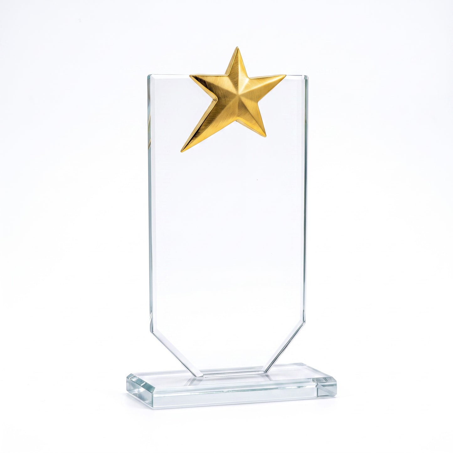 Kişiye Özel Altın Yıldız Taçlı Dikey Kristal Plaket – Model 019