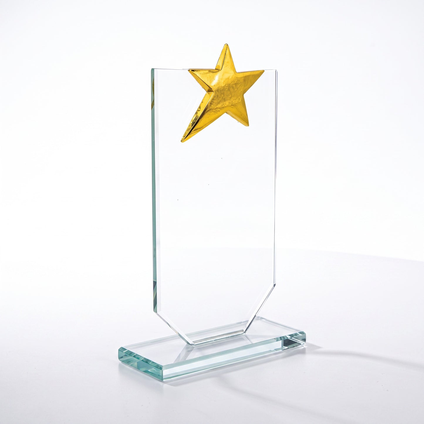 Kişiye Özel Altın Yıldız Taçlı Dikey Kristal Plaket – Model 019