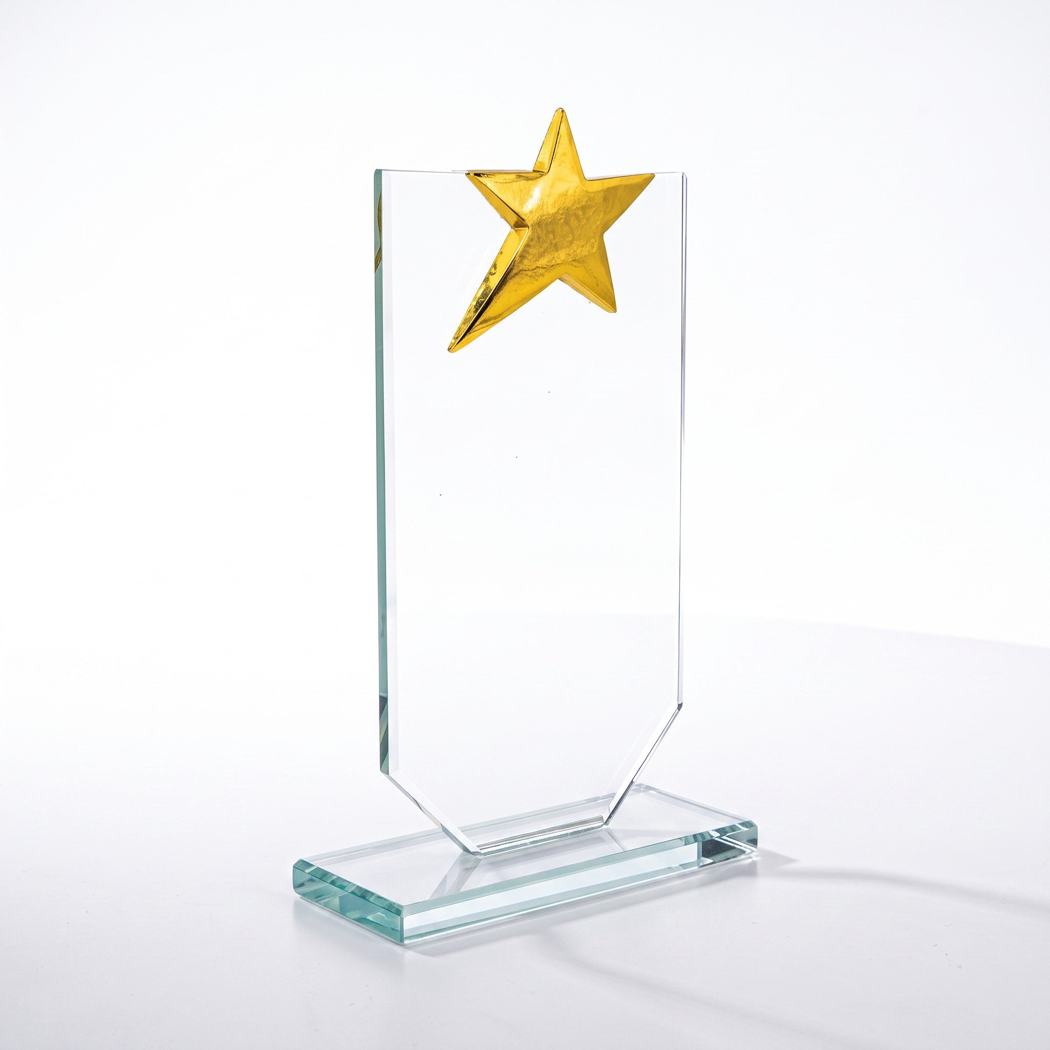 Kişiye Özel Altın Yıldız Taçlı Dikey Kristal Plaket – Model 019