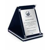 Küçük Boy Lacivert Kadife Kutulu Albüm Plaket – 9 × 12 cm Gümüş Metal Plakalı