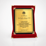 Kırmızı Kadife Masa Üstü Albüm Plaket Altın Metal Levhalı - Küçük Boy 9x12 cm