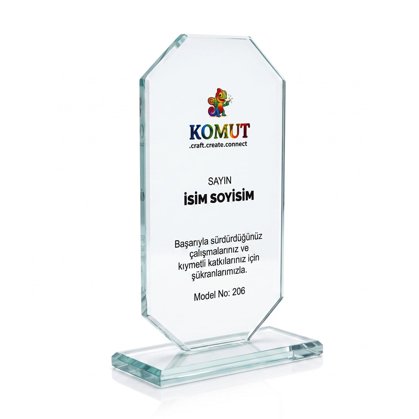 Kule Formlu Sekiz Köşe Kristal Plaket – Model 206