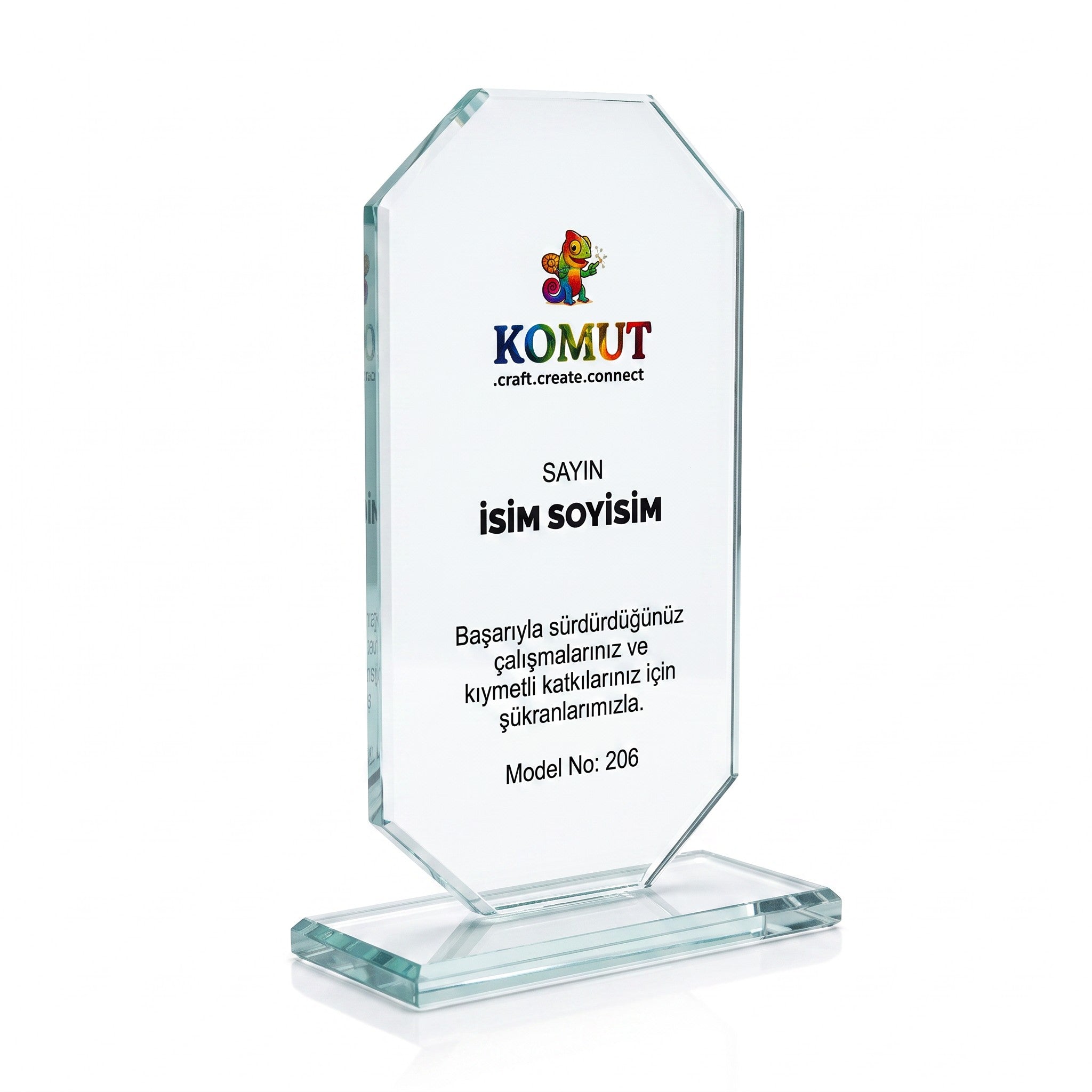 Kule Formlu Sekiz Köşe Kristal Plaket – Model 206