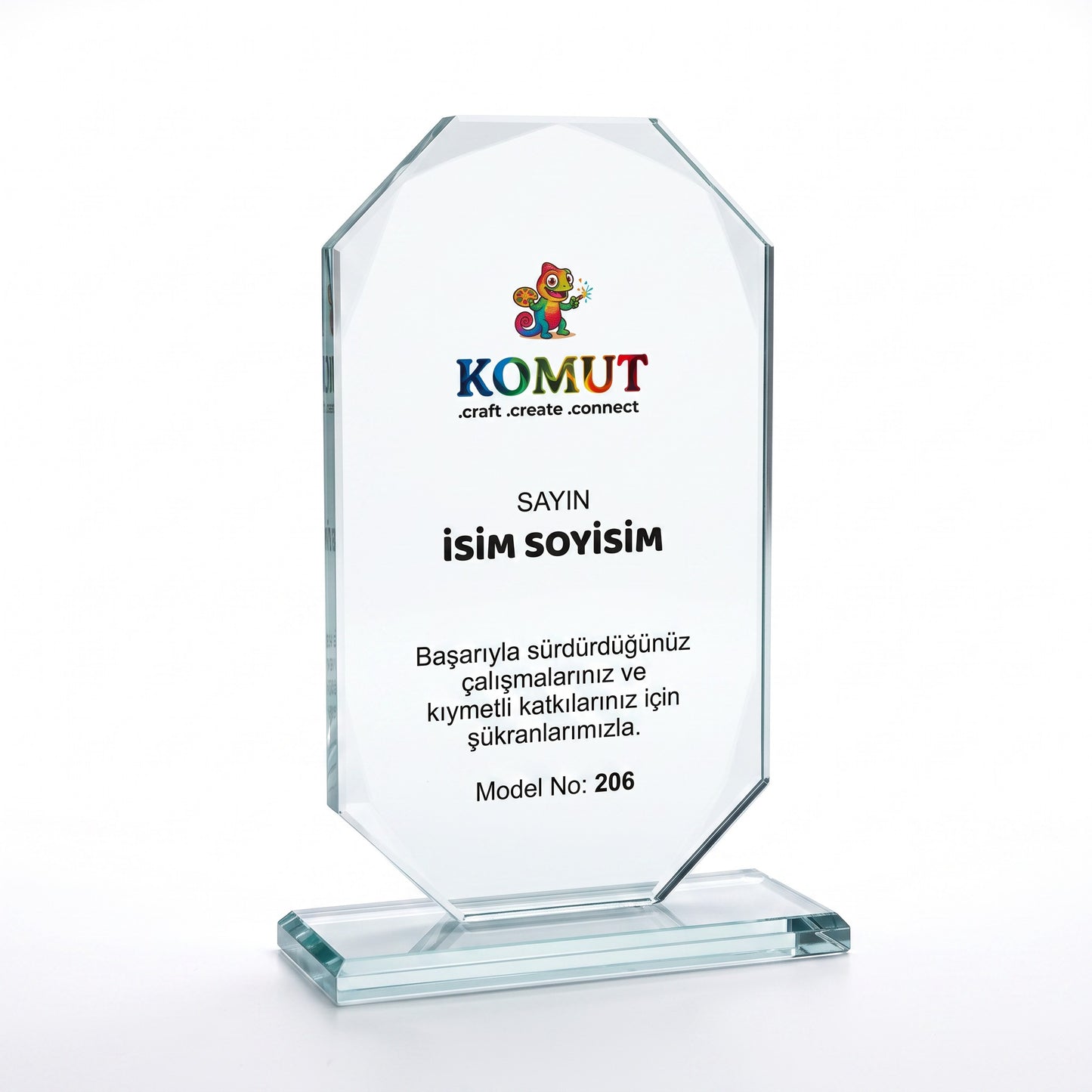 Kule Formlu Sekiz Köşe Kristal Plaket – Model 206