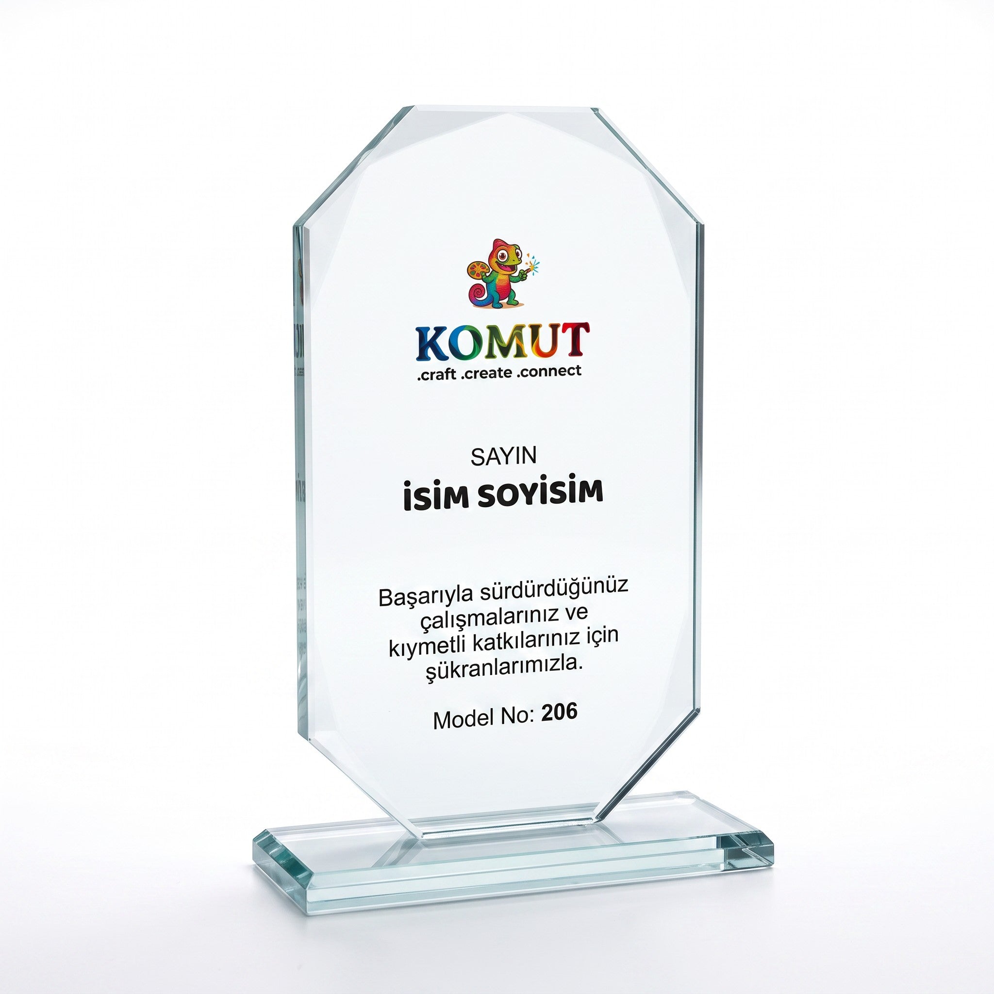 Kule Formlu Sekiz Köşe Kristal Plaket – Model 206