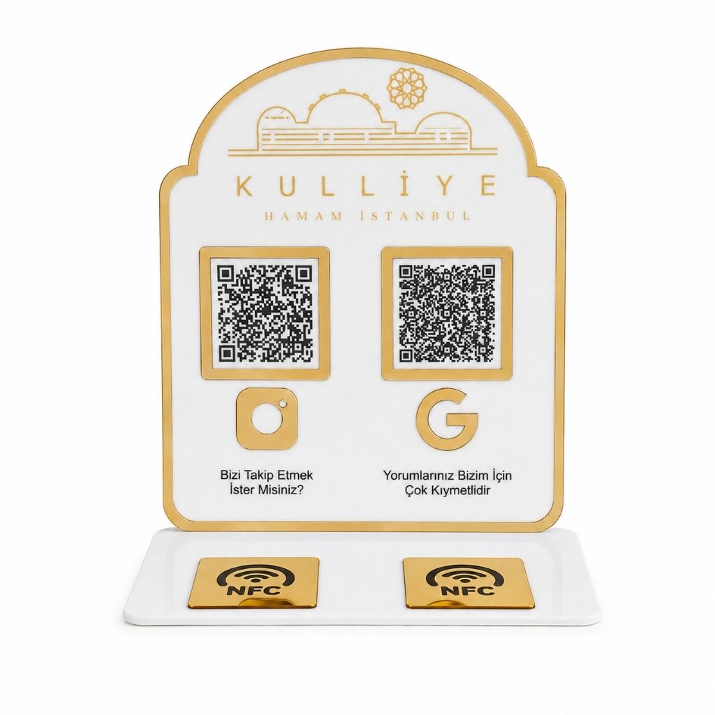 Külliye Model 2 QR and 2 NFC Plexiglass Desktop Sign – KQR-509