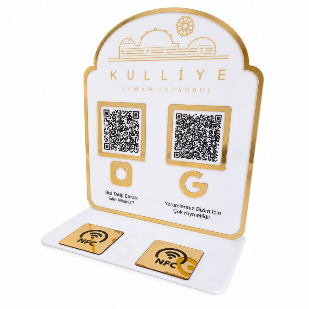 Külliye Model 2 QR and 2 NFC Plexiglass Desktop Sign – KQR-509