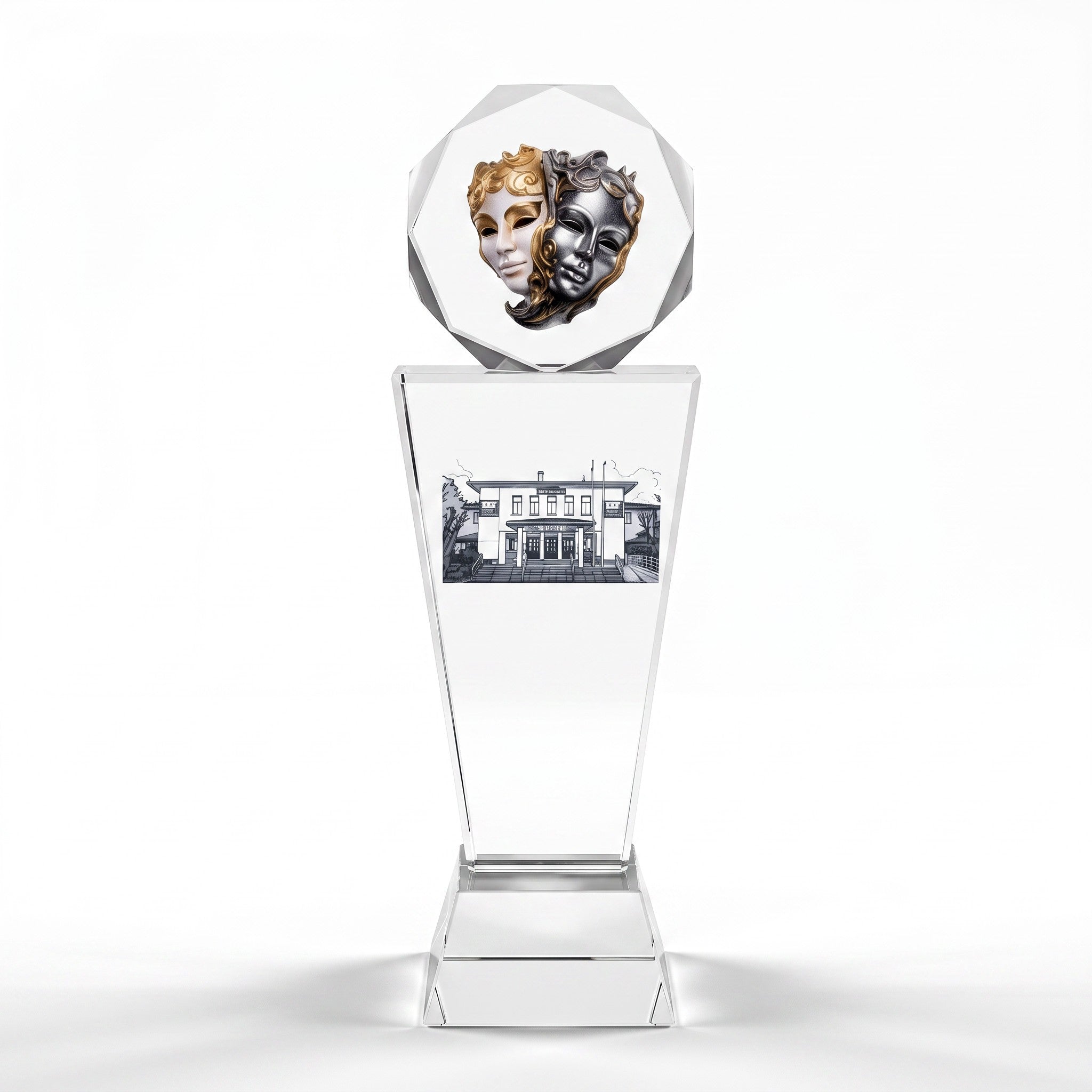Madalyon Başlıklı Sütun Kristal Plaket – Model 010