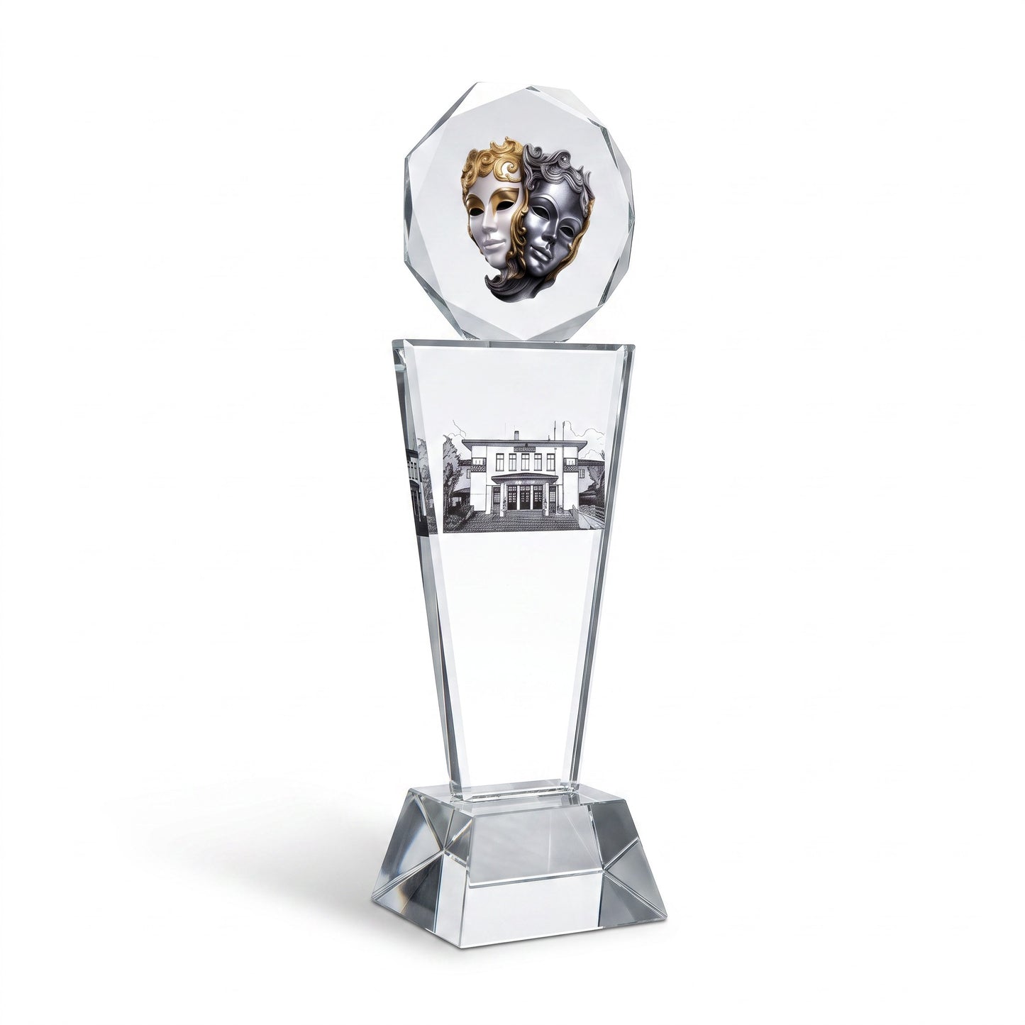 Madalyon Başlıklı Sütun Kristal Plaket – Model 010