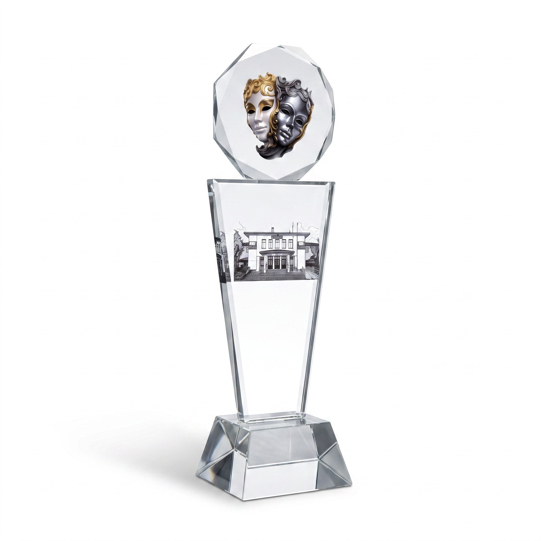 Madalyon Başlıklı Sütun Kristal Plaket – Model 010