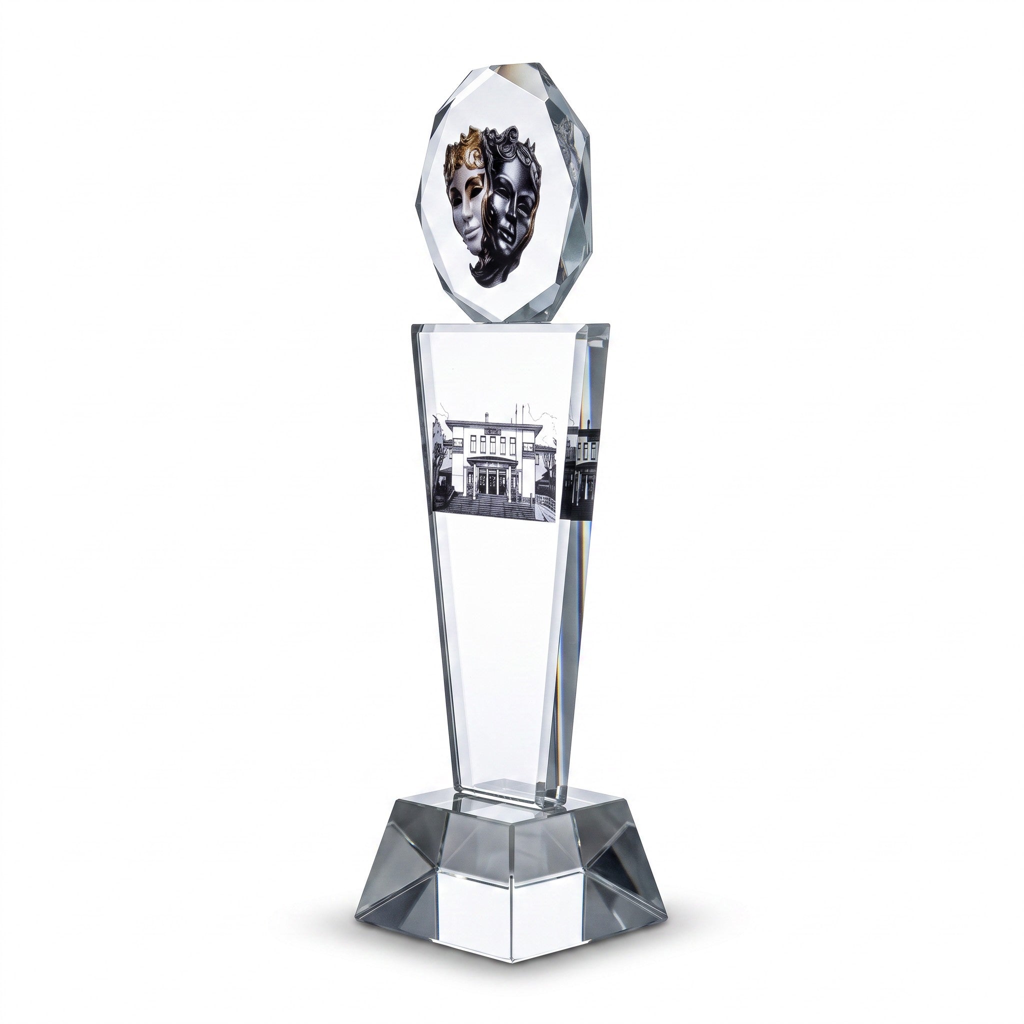Madalyon Başlıklı Sütun Kristal Plaket – Model 010