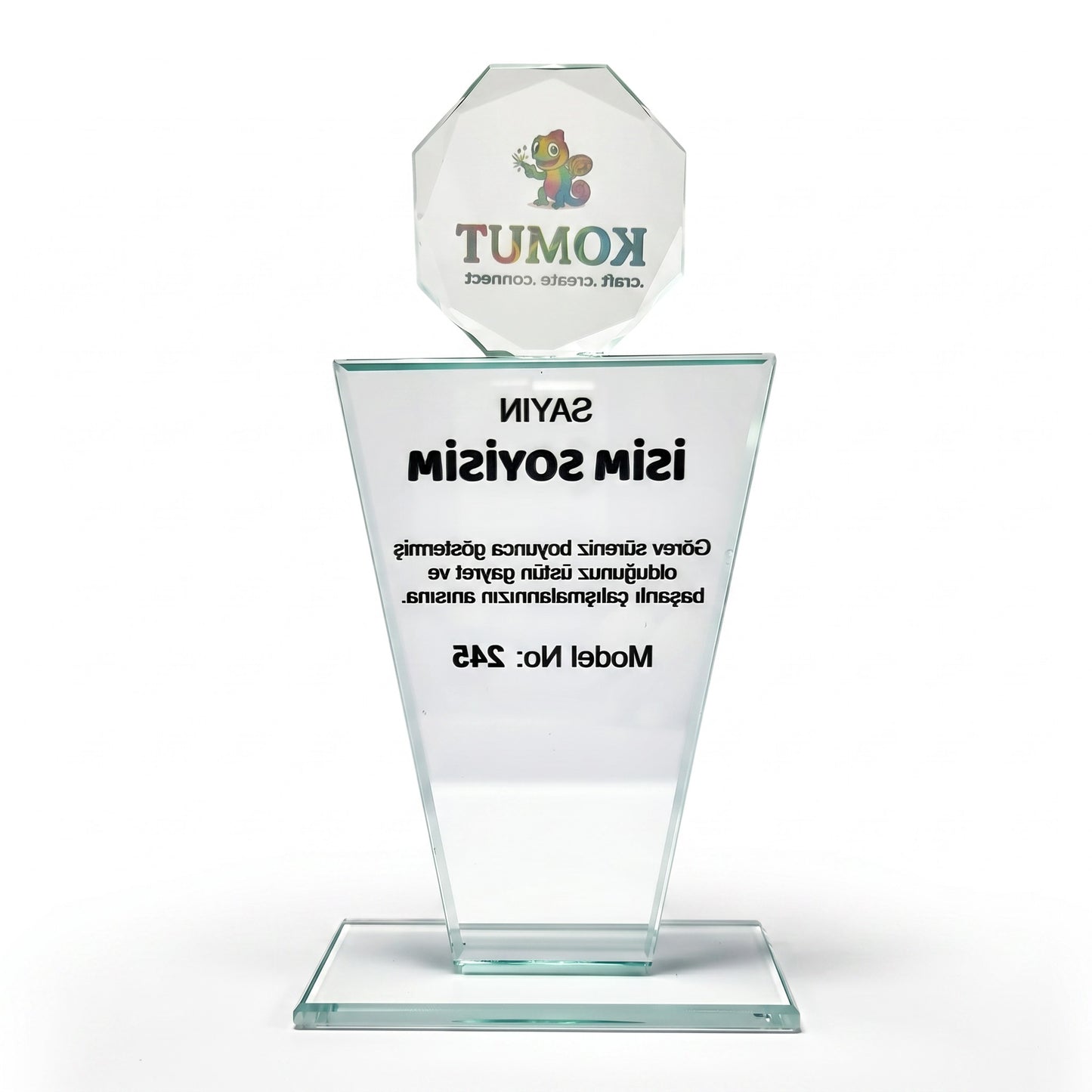 Madalyon Tepeli Kişiye Özel Kristal Plaket – Model 245