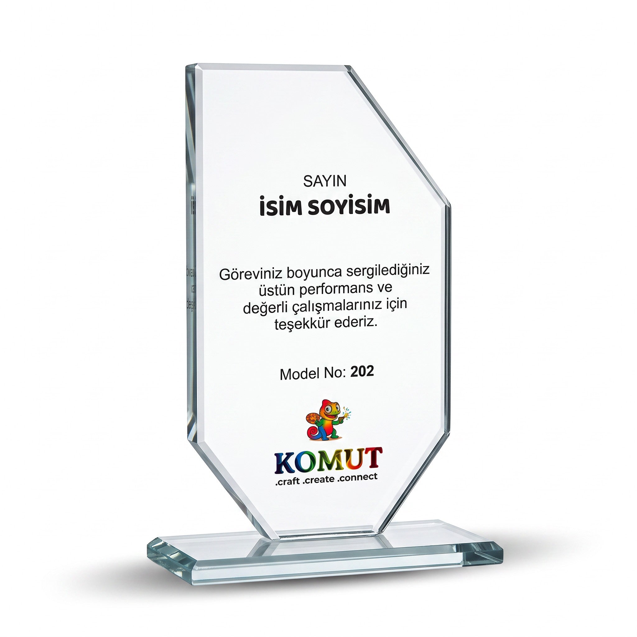 Mimari Köşe Kesimli Kristal Plaket – Model 202