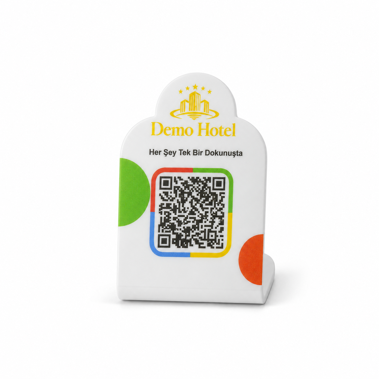 Mini Beyaz 8×5 cm Masaüstü QR Menü Standı – kişiye özel ana ürün görünümü