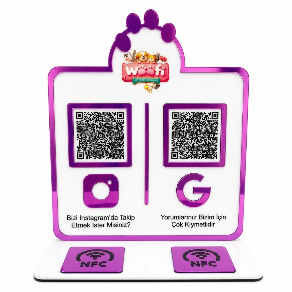 Plexiglass Sign with 2 QR and 2 NFC for Pet Shops – KQR-510