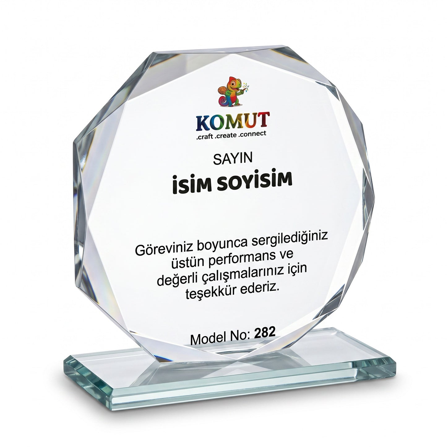 Pırlanta Kesim Çokgen Kristal Plaket – Model 282